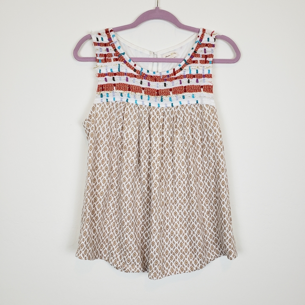 Meadow Rue Embroidered rainbow tank top Sz M